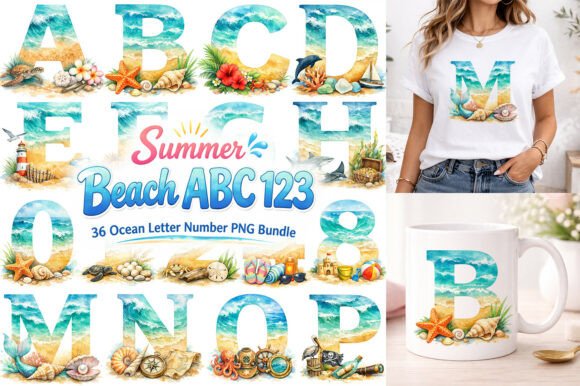 Download Summer Beach Alphabet Letters PNG Bundle - Summer Collection